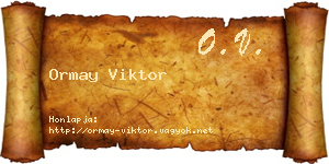 Ormay Viktor névjegykártya